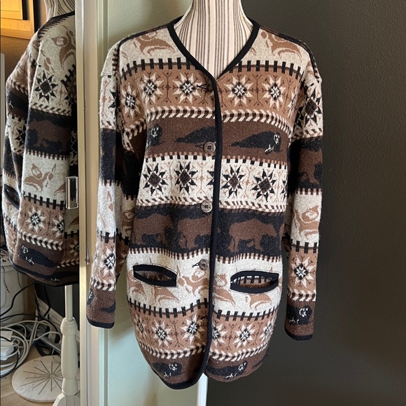 🛑 1 hour sale. Tundra Canada, Button-Up Knit Sweater, Nature Pattern - Size S - Picture 3 of 9